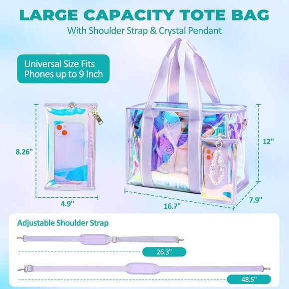 Elegant 26L Clear Beach Tote Bag - Waterproof, Foldable & Sandproof Design - Picture 3 of 7